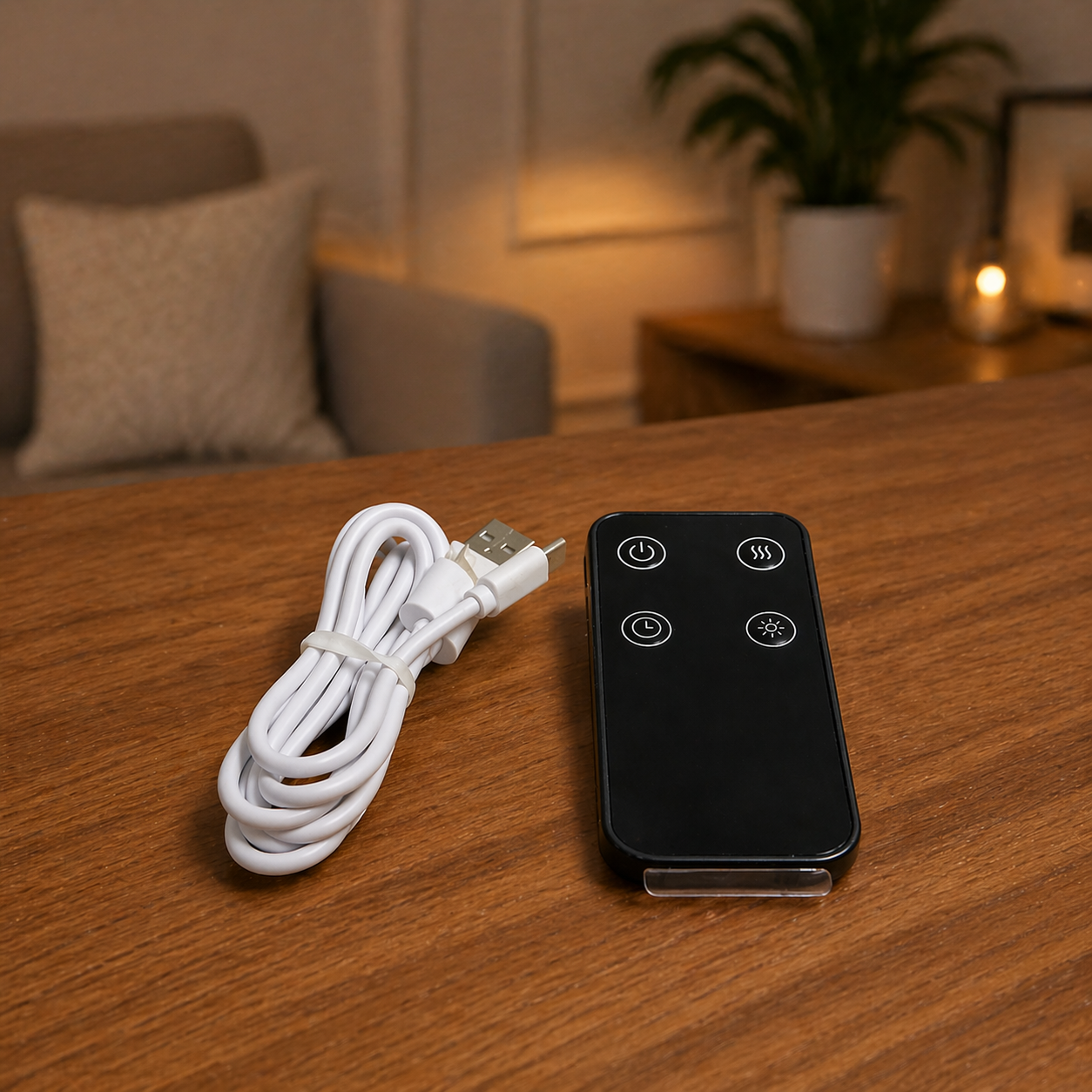 MOODYLE Black Fireplace Diffuser – LED Flame Aroma Humidifier with Remote Control