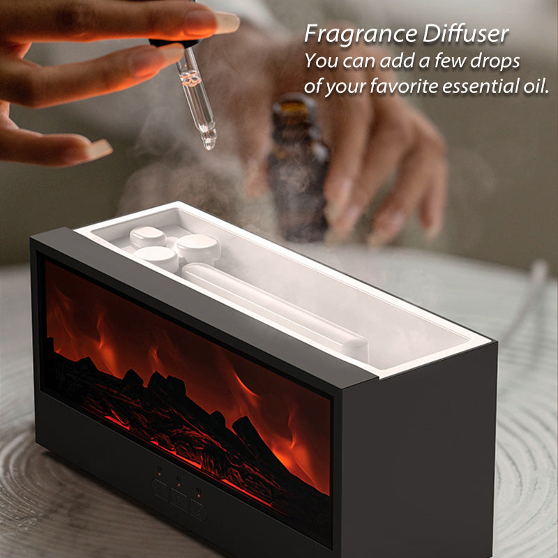 Fireplace Diffuser Humidifier with Colorful Flame LED & Remote Control | Aromatherapy Bonfire Effect