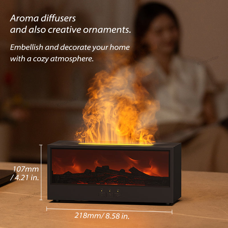 Fireplace Diffuser Humidifier with Colorful Flame LED & Remote Control | Aromatherapy Bonfire Effect